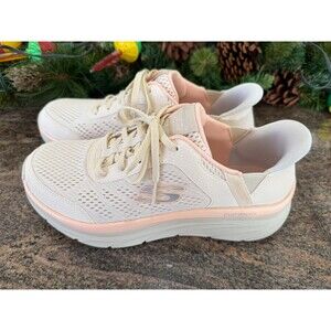 SKECHERS White Swift Fit Pink Trim Women’s Hands Free Size 9 NEW IN BOX